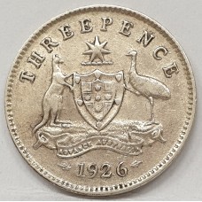 AUSTRALIA 1926 . THREEPENCE . SCARCE GRADE
